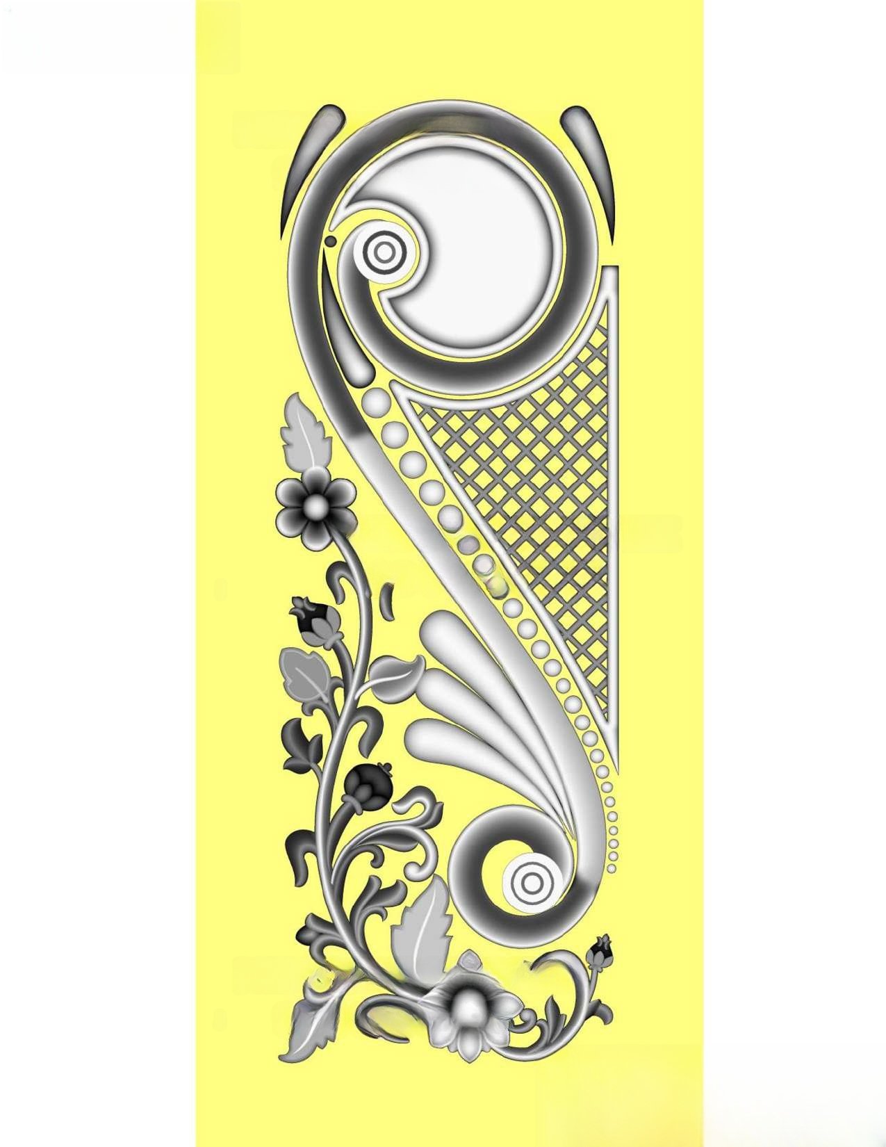 MD - MIX-160 Ornamental Floral Scrollwork and Geometric Lattice Door Panel